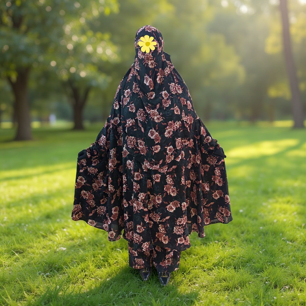 Cherry Georgette Fabric Khimar Set CG126
